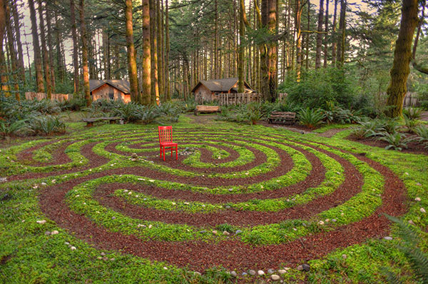 Photo Red Chair at WildSpring walkinng labyrinth
